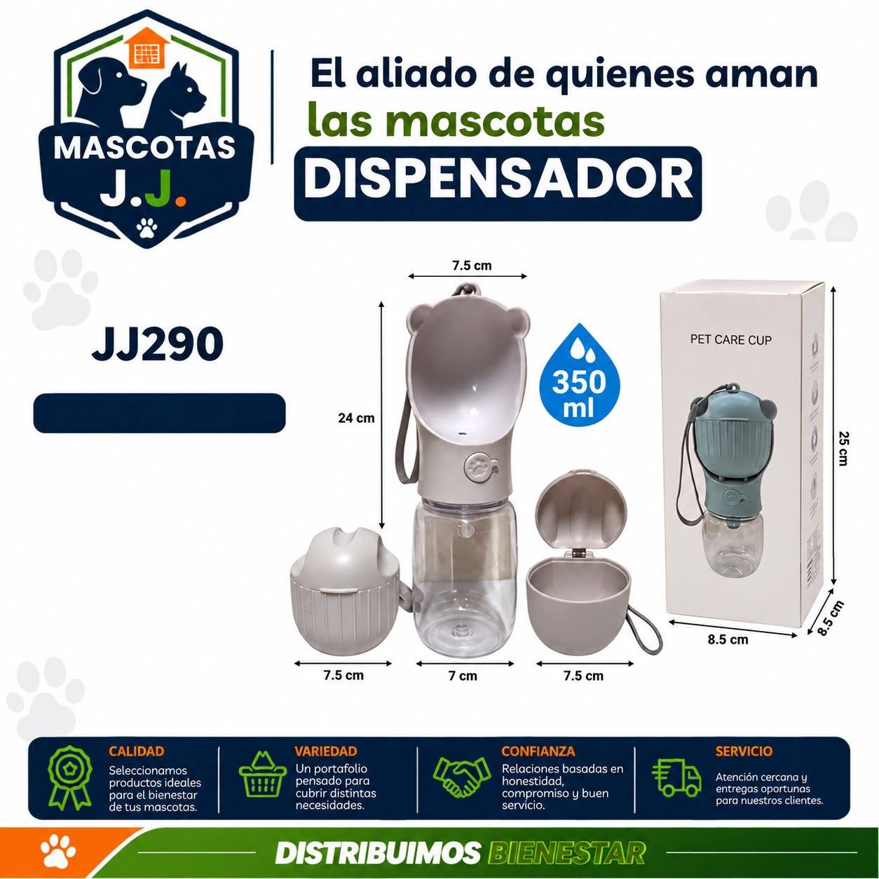 DISPENSADOR PORTATIL DE AGUA Y COMIDA